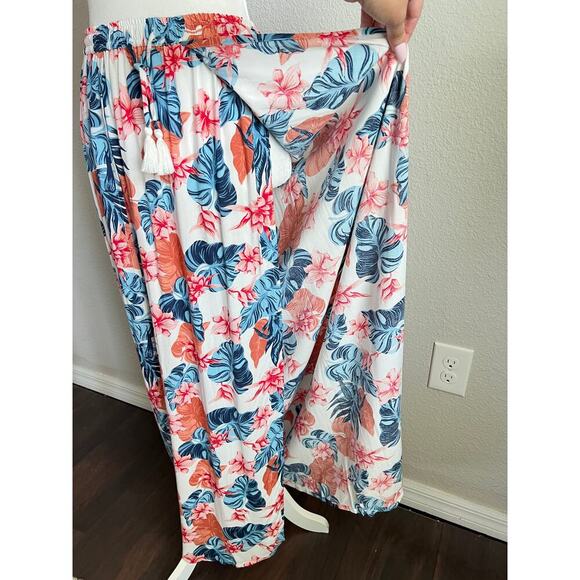 New Roxy She Cares Floral Maxi Skirt Women's S Tropical Beach Swim Hawaiian - Picture 5 of 11